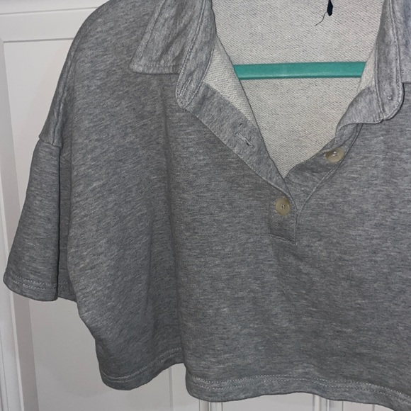 Out From Under Crop Short Sleeve Sweat Collared Top SIZE MEDIUM - Picture 3 of 4